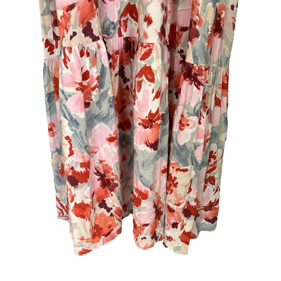 Easel Anthropologie Pastel Pink Floral Tiered Maxi Slip Dress - L - Picture 3 of 10